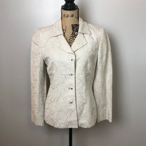 Kasper ASL Embroidered Lined Linen Blend Blazer